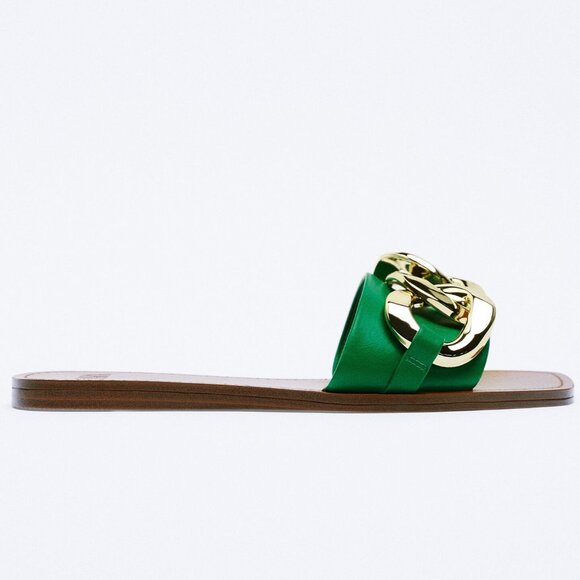 ZARA METAL CHAIN FLAT SANDAL SIZE 7.5 - Picture 4 of 16